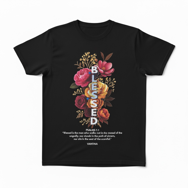 The Blessed Black Tee - Made In His Image Collection