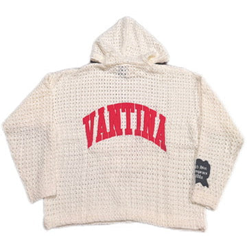 RED LETTER KNIT CROCHET HOODIE