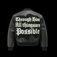VANTINA "Through Him" PU Leather Varsity Jacket - Black