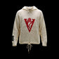 RED LETTER KNIT OVERSIZED CROCHET HOODIE