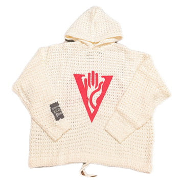 RED LETTER KNIT CROCHET HOODIE